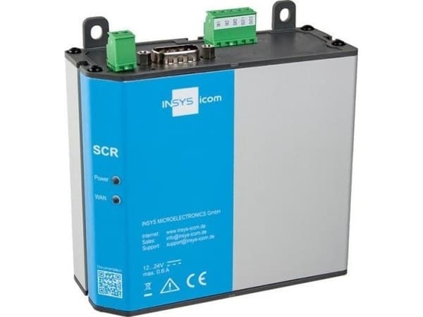 INSYS icom SCR-E 300 - Ruter 2-port svitsj - Modbus - DIN-skinnemonterbar, veggmonterbar