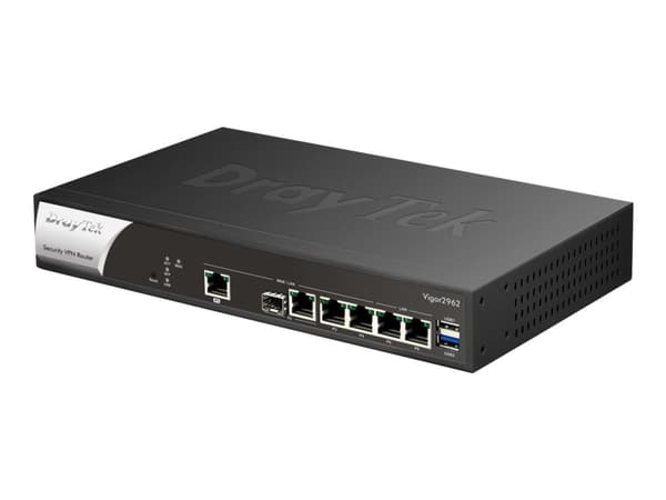 Draytek Vigor 2962 - Router - 4-ports switch - GigE, 2.5 GigE - WAN-port: 2 - monterbar på stativ Svart, Vit
