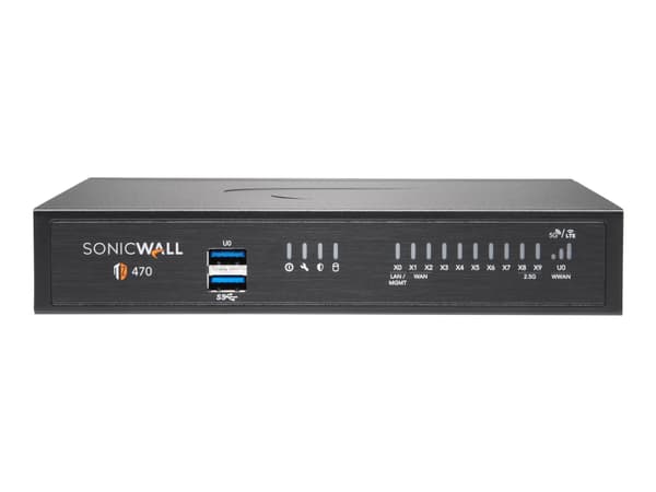 SonicWall TZ470 - Essential Edition - sikkerhedsudstyr - med 1 års TotalSecure - GigE, 2.5 GigE - työpöytätietokoneet