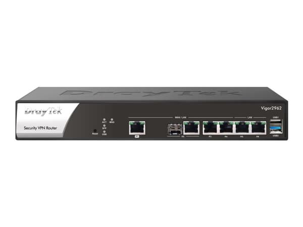 Draytek Vigor 2962 - Ruter 6-porters svitsj - 1GbE, 2.5GbE - WAN-porter: 4 - rackmonterbar