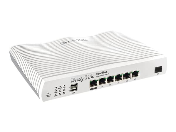Draytek Vigor 2866 - Ruter - DSL-modem 5-ports switch - 1GbE - WAN-porter: 2 - veggmonterbar