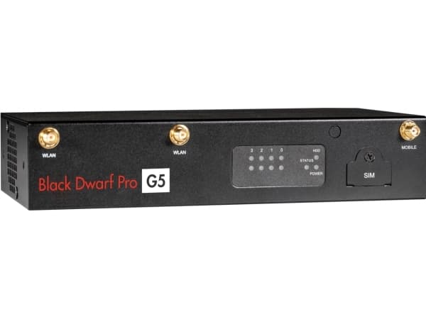 Securepoint Black Dwarf Pro G5, 2,83 Gbit/s, 0,42 Gbit/s, 900 MB/s, 802.11a, 802.11g, Wi-Fi 5 (802.11ac), 802.11b, Wi-Fi 4 (802.11n), 15 bruker(e), D