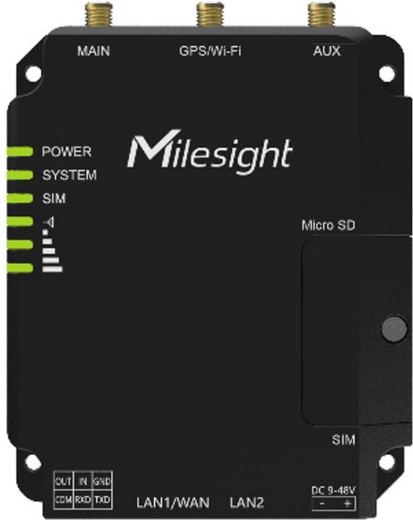 Milesight IoT Ind. Cellular Router UR32 GPS (UR32-L04EU-G) Svart