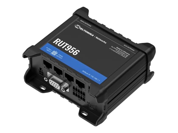Teltonika RUT956 - Trådløs ruter - WWAN 3-portssvitsj 2,4 GHz - 4G, 2G, 3G - DIN-skinnemonterbar