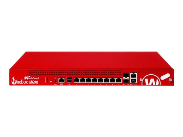 WatchGuard Firebox M690, 4600 Mbit/s, 29,7 Gbit/sek., 3200 Mbit/s, 10 Gbit/sek., 5800 Mbit/s, 6,2 Gbit/sek., 6,2 Gbit/sek.