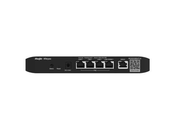 Ruijie Reyee RG-EG105G-P V2 | Router | 5x RJ45 1000Mb/s, 4x PoE+, 54W, 100 användare, molnhantering Svart