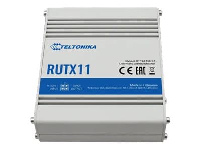 Teltonika RUTX11 - Trådløs ruter - WWAN 4-portssvitsj - 1GbE - Wi-Fi 5 - DIN-skinnemonterbar Grå