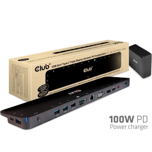 Club 3D USB Type-C Triple Display 100W -telakointiasema