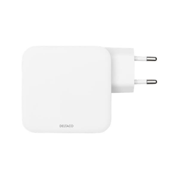 Deltaco USBC-GAN03 100 W -strømforsyning, USB-C PD, hvid