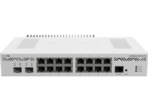 MikroTik Cloud Core Router CCR2004-16G-2S+PC - Ruter 16-porters svitsj - 10GbE - rackmonterbar