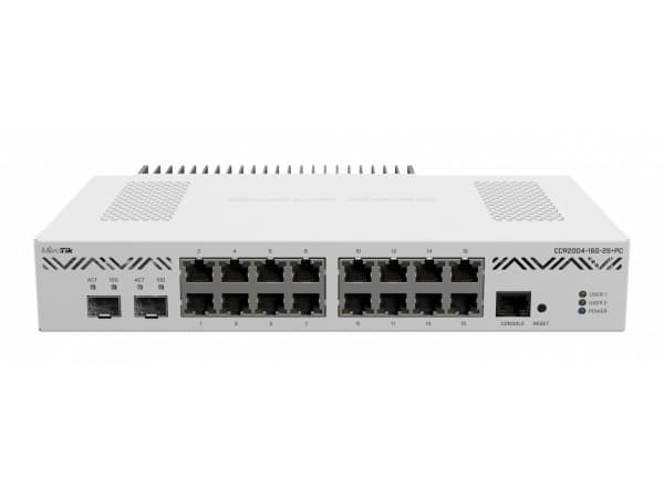 MikroTik Cloud Core Router CCR2004-16G-2S+PC - Ruter 16-porters svitsj - 10GbE - rackmonterbar