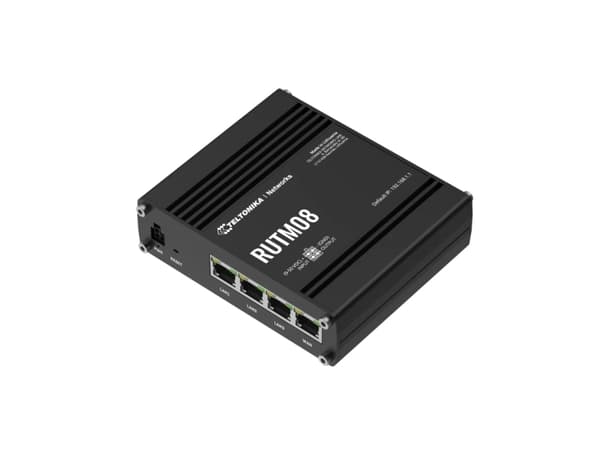 Teltonika RUTM08, Ethernet WAN, Gigabit Ethernet, SIM-kortplats, Svart