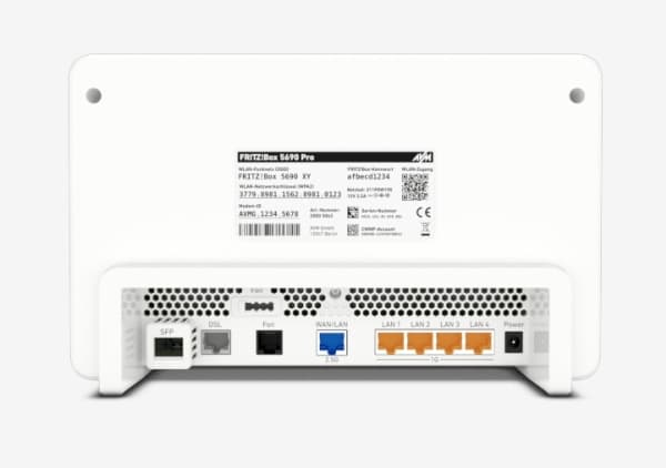 FRITZ!Box 5690 Pro, Wi-Fi 7 (802.11be), Tri-band (2.4 GHz / 5 GHz / 5 GHz), Ethernet/bredbåndsforbindelse, Hvit, Frittstående router