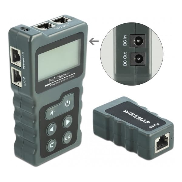 Delock LCD Kabeltester RJ45 / PoE / DC -kabell tester