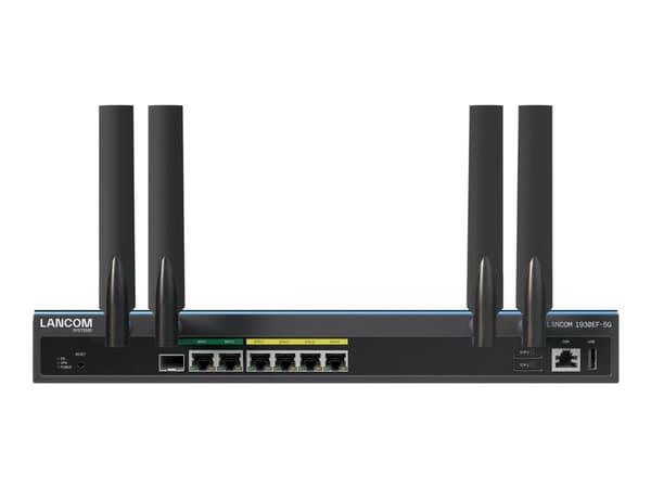 LANCOM 1930EF-5G - Ruter - WWAN 4-portssvitsj - 1GbE - WAN-porter: 2 - 5G, 4G, 3G - rackmonterbar - for P/N: 60183, 60184, 60185, 60186, 60199, 60200 Sort