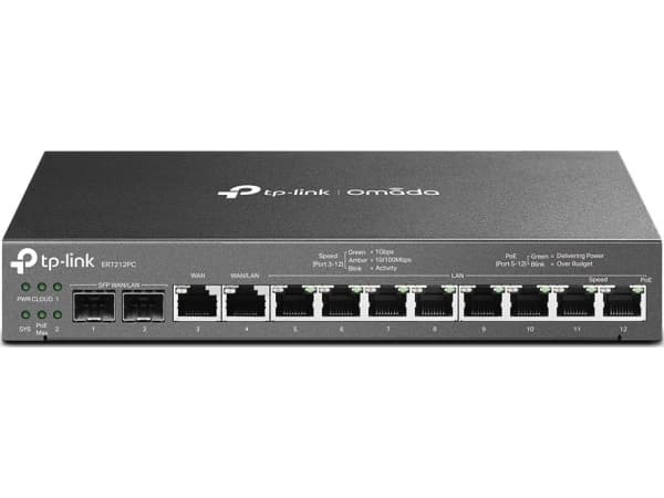 TP-Link Omada ER7212PC, Ethernet WAN, Gigabit Ethernet, Sort
