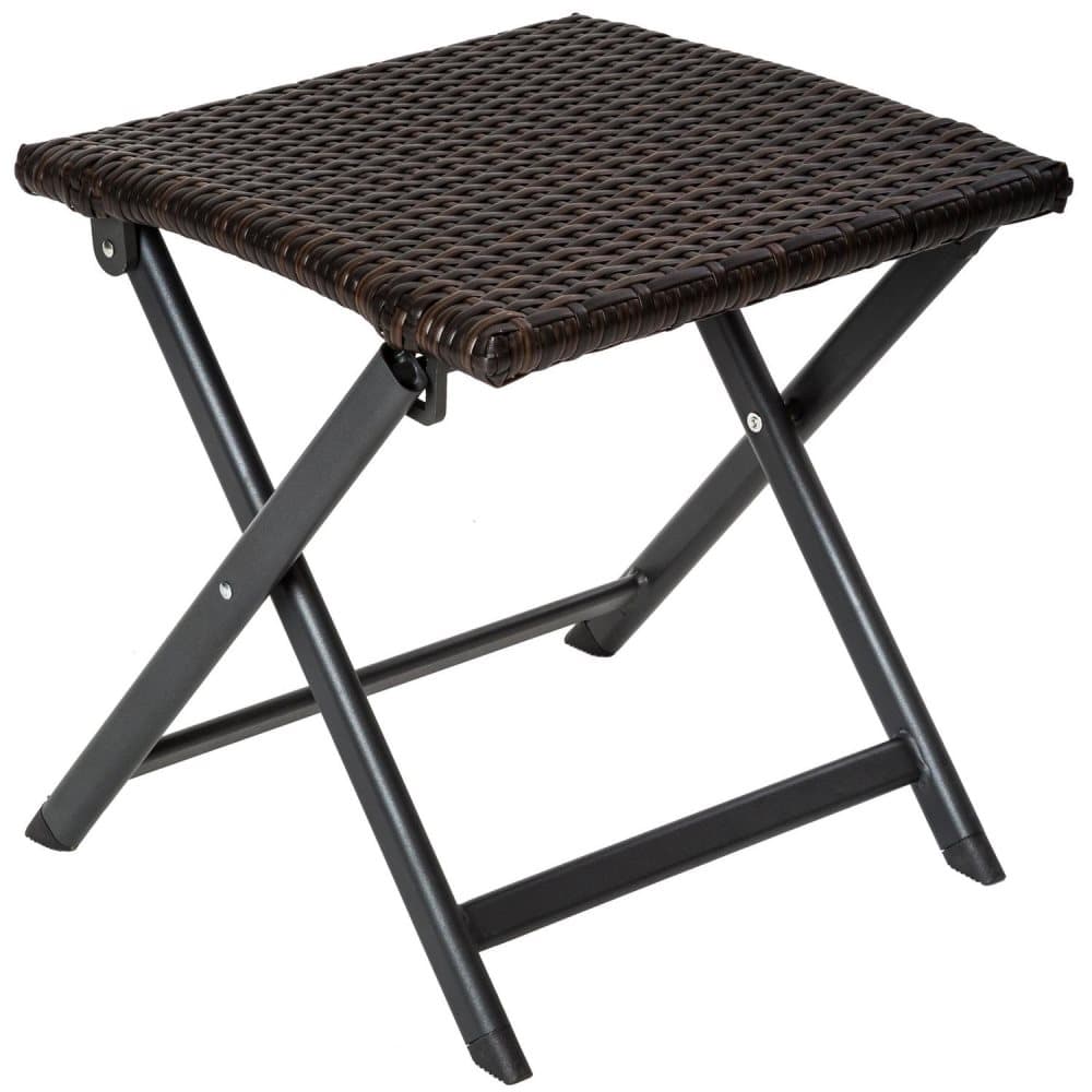Sammenklappelig skammel i aluminium og polyrattan - brun