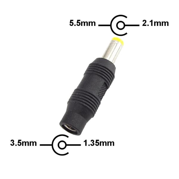 DC-adapter 3.5x1.35mm hona till 5.5x2.1mm hane
