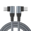 Miniatyrbild 1 av 2: Grå Tyg-Snabb-Laddkabel PD QC3.0 3A 60W USB C-C 100cm
