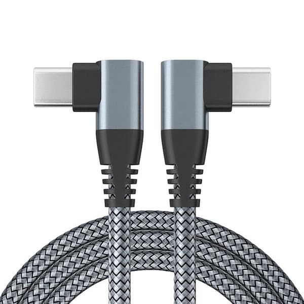 Grå Tyg-Snabb-Laddkabel PD QC3.0 3A 60W USB C-C 100cm