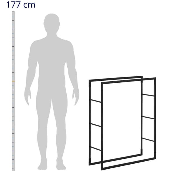 hillvert Vedställ - 40 kg - 80 x 25 x 100 cm - Stål - Svart