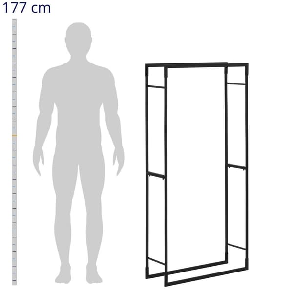 hillvert Vedställ - 35 kg - 60 x 25 x 150 cm - Stål - Svart