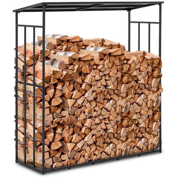 hillvert Vedställ - Med tak - 300 kg - 161 x 65 x 177 cm - Stål - Svart