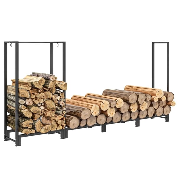 Rootz polttopuuteline - Tukkiteline - Puuvarasto - Jauhemaalattu teräs - 240cm x 32cm x 115cm - 300 kg Kapasiteetti