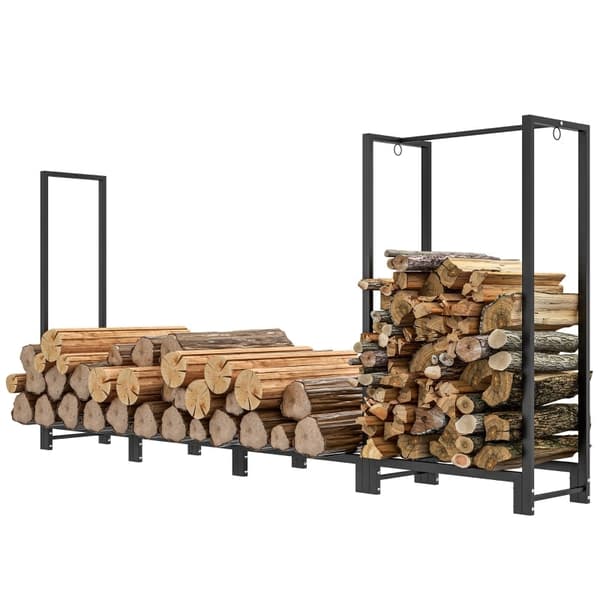 Rootz Vedställ - Vedhållare - Vedförvaring - Pulverlackerat stål - 240cm x 32cm x 115cm - 300 kg Kapacitet