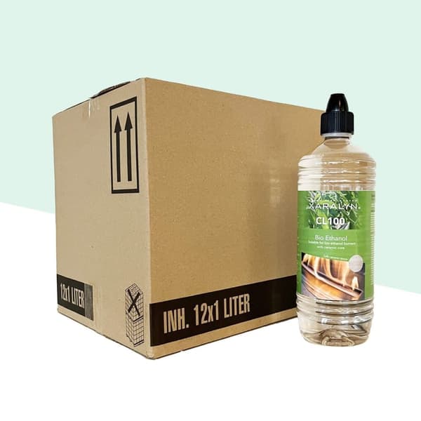 Bioethanol CL100 (12X 1 Liter) - 100 % ren bioetanol - Luktfri - Holländskt ursprung - Miljövänligt bränsle