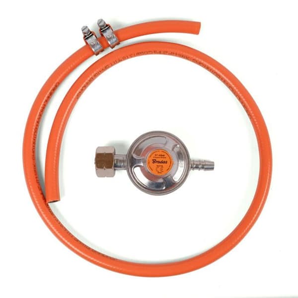 Gasreducerflaska 12 kg, gasledning 1 m, remmar
