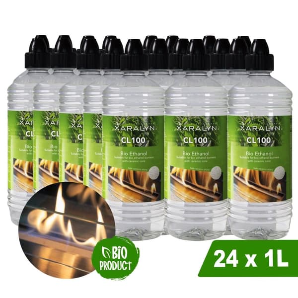 Bioethanol CL100 (24X 1 Liter) - 100 % ren bioetanol - Luktfri - Holländskt ursprung - Miljövänligt bränsle