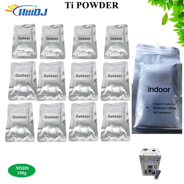 Ti Pulver til Pyroteknik, Indendørs/Udendørs Brug, 100g Poser,20 poser, Indendørs 3m