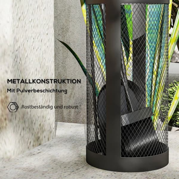 Rootz Fireplace ruokailuvälinesarja - 5-osaiset tulipalotyökalut - Metallirakenne - Musta pinnoite - Tilaa säästävä muotoilu - 33,5 cm x 16 cm x 47 cm