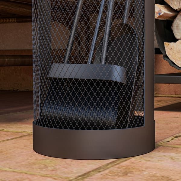 Rootz Fireplace ruokailuvälinesarja - 5-osaiset tulipalotyökalut - Metallirakenne - Musta pinnoite - Tilaa säästävä muotoilu - 33,5 cm x 16 cm x 47 cm