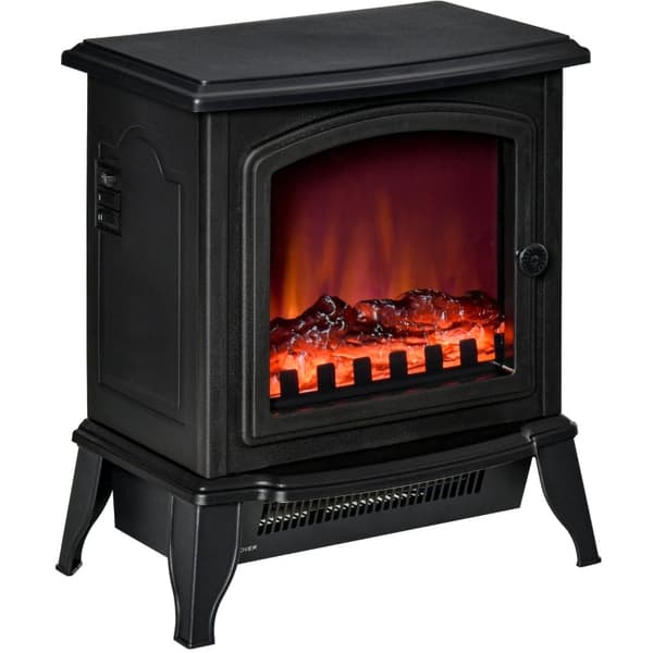 Rootz Sähkötakka - Vapaasti seisova lämmitin - Liekkiefekti - Läpinäkyvä lasiovi - 1000W/2000W - 36,5cm x 24cm x 45,5cm