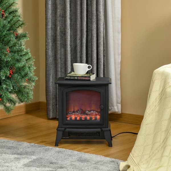 Rootz Sähkötakka - Vapaasti seisova lämmitin - Liekkiefekti - Läpinäkyvä lasiovi - 1000W/2000W - 36,5cm x 24cm x 45,5cm