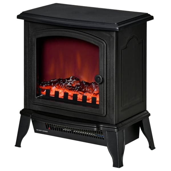 Rootz Sähkötakka - Vapaasti seisova lämmitin - Liekkiefekti - Läpinäkyvä lasiovi - 1000W/2000W - 36,5cm x 24cm x 45,5cm