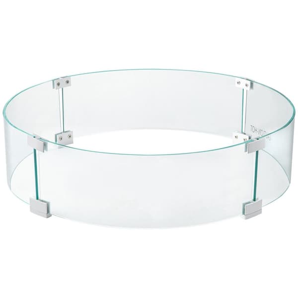 58.4x15,2cm runt transparent eldstad vindskydd, 0,6 cm tjock, fötter design, för en stabil låga och mindre bränsleförbrukning