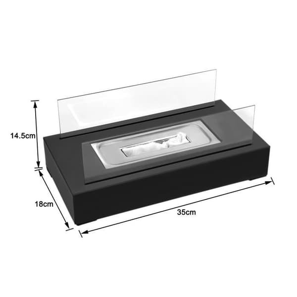 XMTECH bioetanol bordspis - Svart - Bärbar - 35cm x 18cm x 14,5cm - Brandsläckare
