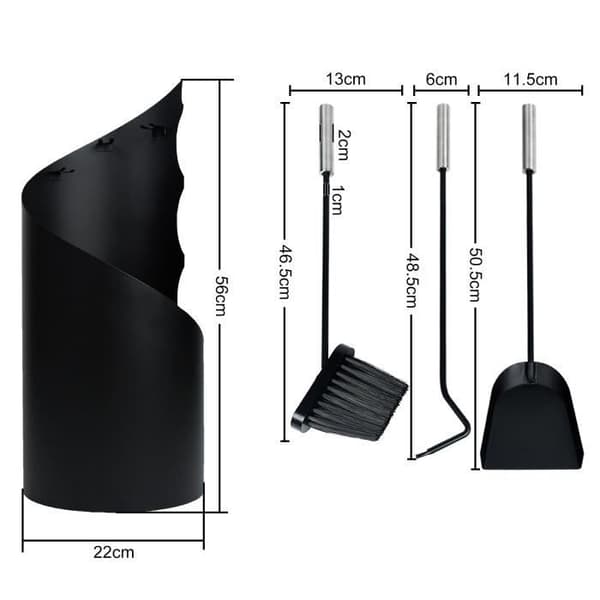 Öppen spisverktygssats - XMTECH - 4 delar - Rostfritt stål - Svart - Modern design