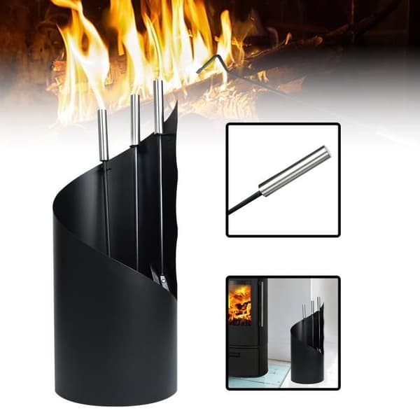 Öppen spisverktygssats - XMTECH - 4 delar - Rostfritt stål - Svart - Modern design