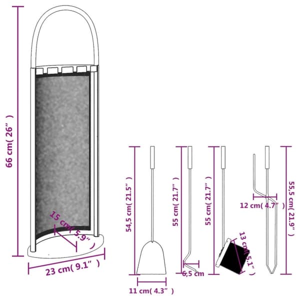 vidaXL Brasverktygsset 5 delar 23x15x66 cm stål