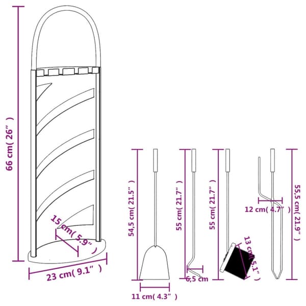 vidaXL Brasverktygsset 5 delar 23x15x66 cm stål