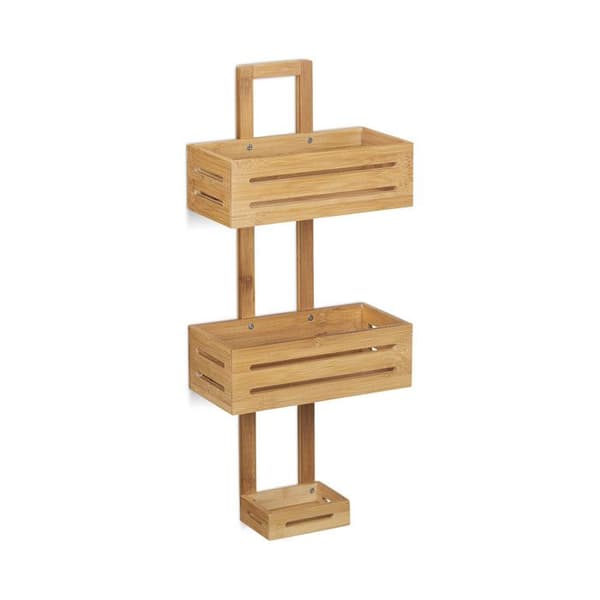 Relaxdays Bamboo Shower Caddy H x B x D: 65 x 28 x 15,5 cm 3 våningsfack, naturligt