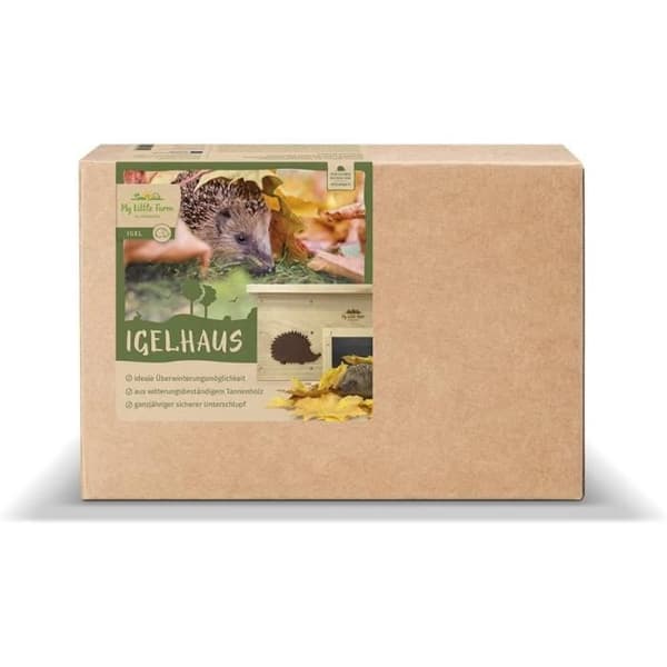 Maison pour igelkott i väderbeständigt granträ med monteringsskruvar - My Little Farm