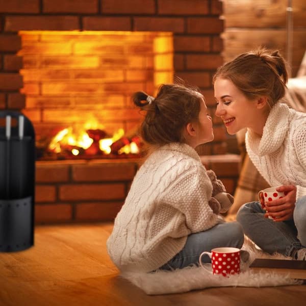 Relaxdays Eldsängens uppsättning 4 delar stål tillbehör spade feja ställ tång, svart