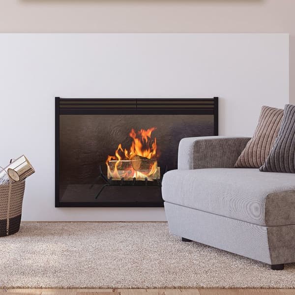 Relaxdays Vedgaller i stål, HxBxD 17x69x34 cm solid stockhållare, ved, grill, fotstöd, svart