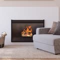 Miniatyrbild 5 av 6: Relaxdays Vedgaller i stål, HxBxD 17x69x34 cm solid stockhållare, ved, grill, fotstöd, svart