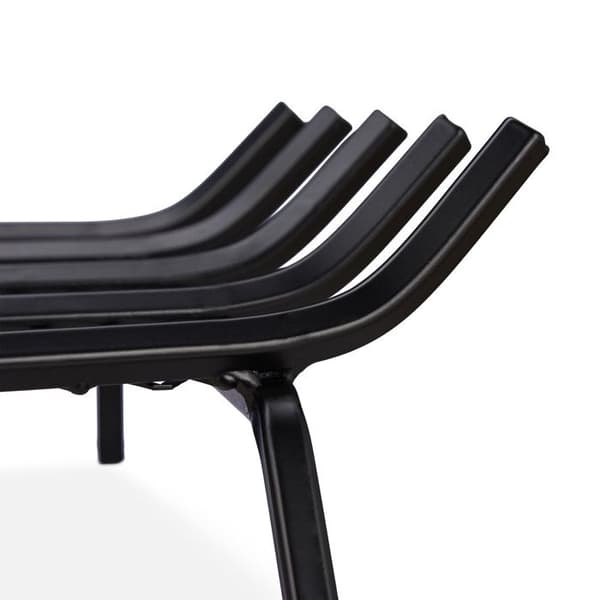 Relaxdays Vedgaller i stål, HxBxD 17x69x34 cm solid stockhållare, ved, grill, fotstöd, svart